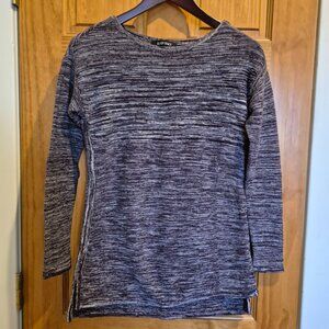 Ellen Tracy Marled Pullover Sweater Tunic in Bordeaux Ivory